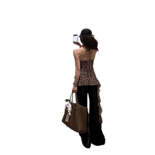 V-neck Camisole Women's American-style Sweet Cool Spice Girl Leopard Print Neck Summer 2025 New Outer Wear Sleeveless T-shirt Top