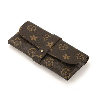 Glasses case black leather glasses case PVC buckle soft bag sunglasses case sunglasses case in stock customizable logo
