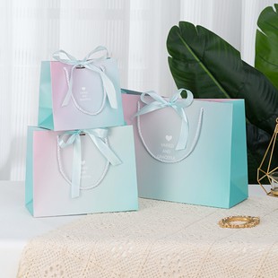 Light Luxury Gradient Gift Bag Clothing Store Handbag Valentine's Day Paper Bag National Day Mid-Autumn Festival Gift Bag