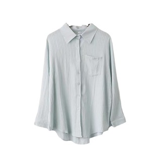 Mu Zi Lian New Niche Korean Style Sunscreen Shirt Design Sense Women's Pit Striped Comfortable Loose Shirt Long Sleeve Women