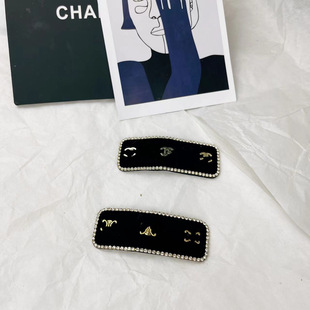Korean Style New Style Chanel Style BB Clip Rhinestone Hairpin Cyber Celebrity Bangs Clip Korean Style Elegant Side Clip Hairpin Headwear