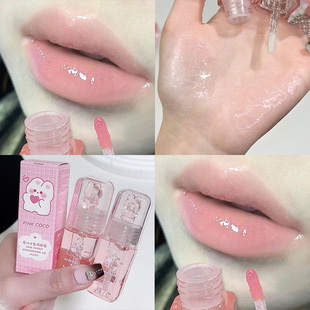 PINKCOCO Love Rabbit Moisturizing Lip Honey Moisturizing Hydrating Glass Lip Doodle Lip Lipstick Lip Oil