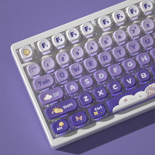 Secret round angel purple rabbit four-sided transparent pudding key cap PBT material sublimation
