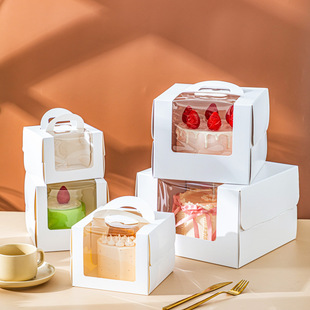 Factory wholesale cake box 4 inch 4/6/8 inch high handle window birthday packaging box dessert packaging box