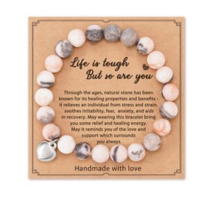 Amazon Hot Hot Natural Powder Zebra Bracelet 8mm Friendship Love Beaded Bracelet for Men and Women