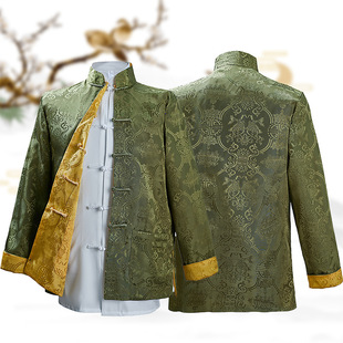 Chinese Style Fashion Tang Suit Dad Casual Men's Chinese Style Old-age Collar Long-sleeved Hanfu Double-sided Dress Ancient Dress