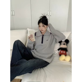 Breastfeeding Top High-grade Concurrent Color Half-zipper Lip-neck Sweater Base Slim-fit Slimming Postpartum Breastfeeding Knitwear Spring