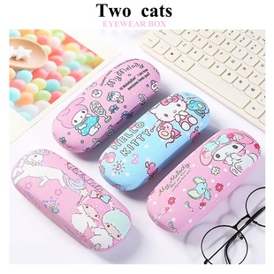 Japanese cute pu leather cartoon myopia glasses case student portable girl love storage portable