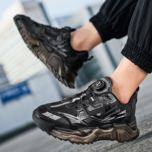 Spring 2025 New Teenager Swivel Buckle Running Shoes Breathable Deodorant Lightweight Mesh Shoes Casual Non-slip Men's Shoes