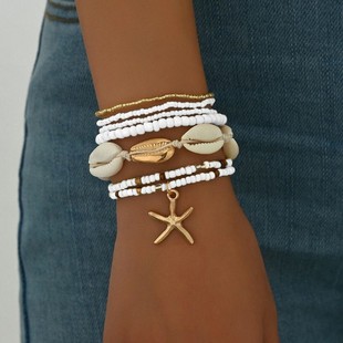 Cross-border New Fashion All-match Bohemian Style Rice Bead Shell Starfish Pendant Multi-layer Bracelet suit Seven-piece Set