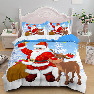 Cross-border hot Christmas three-piece 3D digital printing Foreign Trade home textile bedding spot a generation of hair