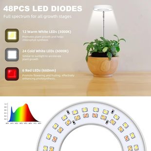 LED telescopic plant lamp growth lamp angel ring fleshy red blue light full spectrum flower timing plant fill light