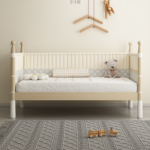 Solid Wood Children's Splicing Bed Widened Bed Bedroom Splicing Big Bed with Guardrail Children's Small Bed Baby Bed Cross-border E-commerce