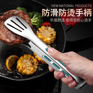 New stainless steel food clip wholesale Korean barbecue clip commercial barbecue clip kitchen silicone three-line food clip
