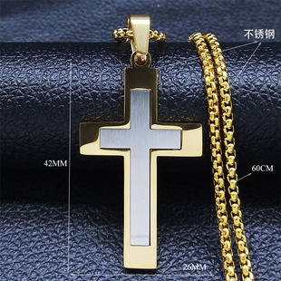 Europe and the United States cross-border new stainless steel cross color matching necklace men's niche high-end jewelry accessories wholesale women