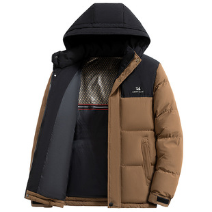 Graphene Cotton Clothes Autumn and Winter New Men's Trendy Hooded Coat Bread Clothes Winter Clothes Teenagers Thickened Cotton Clothes Outer