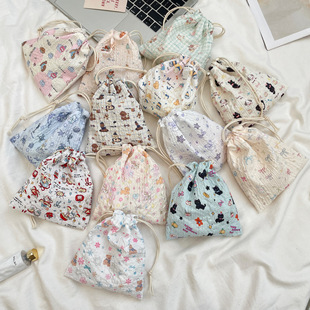 53314 [copyright] embossed cartoon bag dustproof portable finishing bag drawstring cosmetics storage