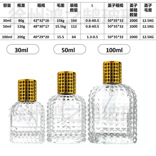 Стеклянная бутылка духовой бутылки непрерывный спрей прозрачный 30ml 50ml 100 мл флакон для ананаса