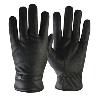 Touch screen leather gloves men and women autumn and winter warm fleece-lined cycling sports motorcycle thickened windproof waterproof leather gloves