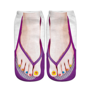 Spot supply flip-flops sandals 3D printed socks for men and women can be printed socks digital printed socks funny novelty