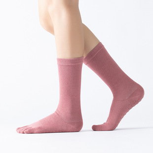 wkuw split size yoga socks children compression socks professional non-slip mid-barrel pilates socks five-finger split toe sports socks