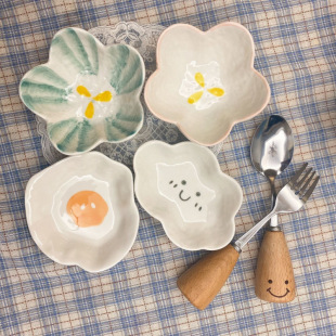 Cute Japanese-style Ceramic Seasoning Dish Hot Pot Spicy Hot Dip Dish Ins Soy Sauce Vinegar Bowl Small Dish Seasoning Dish