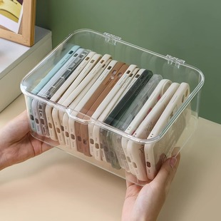 Mobile Phone Shell Storage Box with Lid Dustproof Desktop Drawer Storage Sundries Sorting Dormitory Artifact Transparent Storage Box