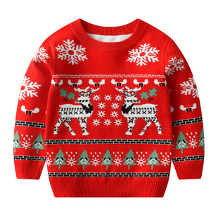 Amazon cross-border girls' autumn and winter pullover sweater men's cartoon Christmas sweater children's Christmas clothes