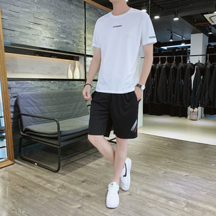 Men's Casual Sports suit Trendy Men's Summer Short-sleeved Two-piece 2025 Summer New Running Sportswear