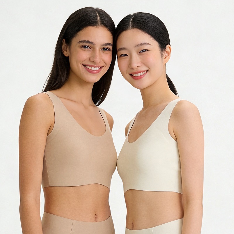 Paper-thin, skin-like bra for women, making large breasts appear smaller, seamless, slimming, invisible, comfortable, U-shaped backless bra.