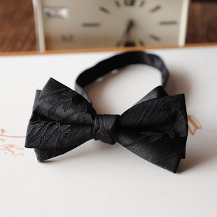 Factory in stock wholesale black dark pattern banquet bow tie retro thick cocktail men gentleman bow cross border