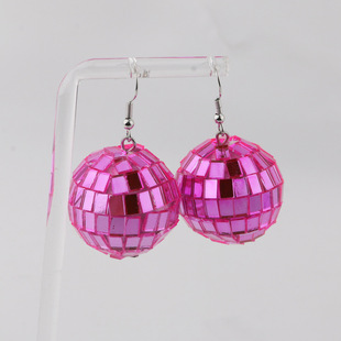 Europe and the United States hot cross-border new 70 s American vintage disco earrings disco blue light ball earrings
