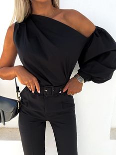 AliExpress Independent Station ebay Hot Selling European and American Cross-border Sexy Shoulder Long Sleeve Top for Women