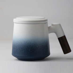 Deyutang Ceramic Tea Cup with Lid Tea Separation Mug Office Water Cup Home Tea Cup LOGO
