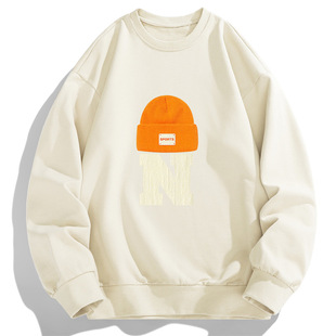2024 cross-border Amazon AliExpress new spring and autumn men's long sleeve casual crew neck fleece-lined sweater trend