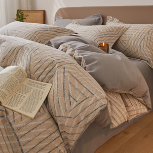 Class A Cotton Sanding Bed Four-piece Set Autumn and Winter Bed Sheet Quilt Cover Bed Hat Cotton Student Dormitory Three-piece Set