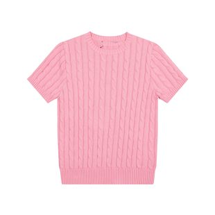DS002 Spring and Summer LF Round Neck Solid Color Embroidered Logo All-match Casual Knitted Short-sleeved Women's Slim-fit Short-sleeved