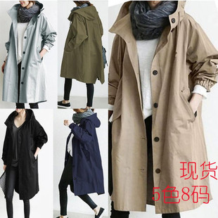 2022 Spring and Autumn New Korean style casual women's mid-length over-the-knee trench coat loose plus size coat