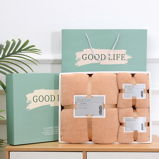 Coral velvet towel bath towel three-piece gift box suit factory wholesale gift thickened child and mother towel set custom logo
