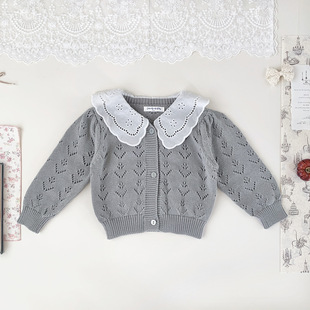 Cutemily Spring Baby Baby Sweet вырезает кардиган с горшитым воротником