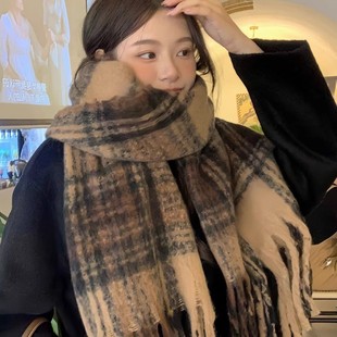 Manufacturer Wholesale Scarf for Women Winter High-End Thickened Warm Imitation Cashmere Plaid Scarf Korean Style Versatile Scarf Trendy