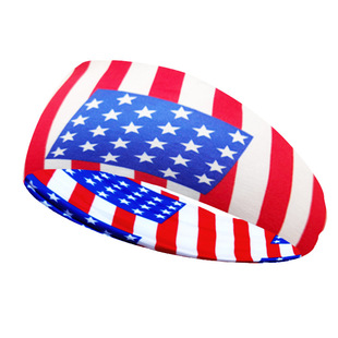 Cross-border US Independence Day Hair Band Men's and Women's Sports Sweat Absorbing and Antiperspirant Headband US Flag Hair Accessories Yoga Hair Band