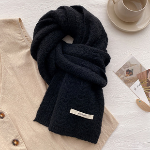 Wool Knitted Wool Scarf Winter Men's and Women's 2024 New High-end Korean-style All-match Scarf Neck Brown