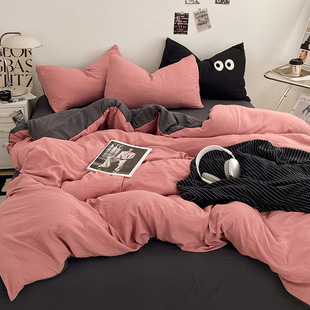 Foreign Trade Class a Ins Style Brushed Four-Piece Set of Cotton Bed Sheetss and Quilt Cover Student Dormitory Three-Piece Set of Fitted Bed Sheetss and Bedding
