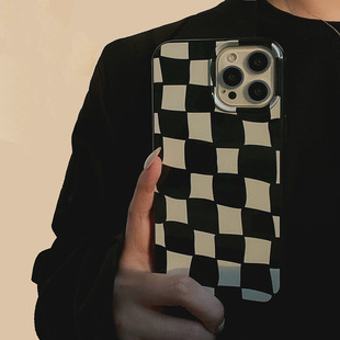Trendy Style Plaid iphone16 Apple Phone Case 13 Protective Case 12pro Silicone X/8 Suitable 15 Thickened 11