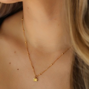 Amazon Cross-border New Stainless Steel Small Crab Pendant Beaded Necklace Adjustable Clavicle Chain Simple Design
