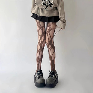 Vintage Ripped Net Stockings Personalized Rose Hollow Irregular Silk Stockings Gothic Sexy Punk Socks