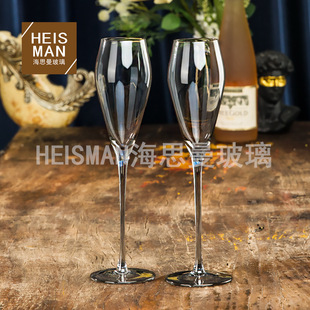 Light Luxury Crystal Glass Champagne Glass One-piece Goblet Household Electroplated Wine Glass Sweet Wine Glass Gift Box Set