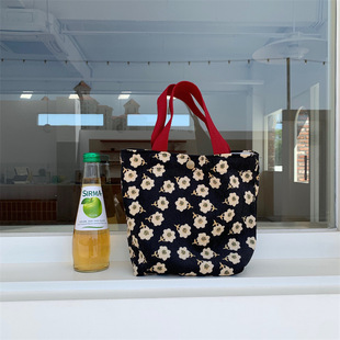 0571 Artistic Corduroy Lunch Box Lunch Bag Cute Daisy Printed Hand Carrying Storage Bag