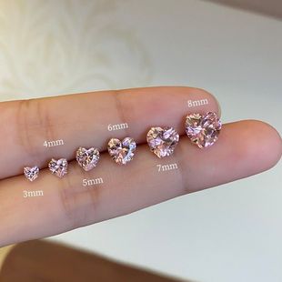 Супер вспышка s999 стерлингового серебра розовый любящий циркон-серьги с шестью когтями маленькие и изысканные серьги легкие экстравагантные серьги улитки